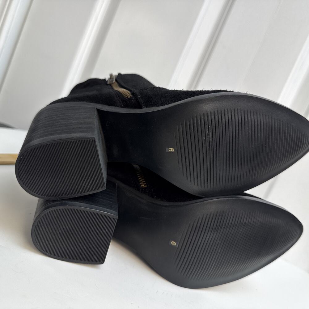 Steve Madden Women’s 6 Pierce Black Suede Ankle Zip Booties Almond Toe NWB - Picture 7 of 9